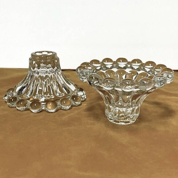 Vintage Anchor Hocking Clear Glass Berwick- Boopie Candlestick Set - Picture 6 of 15
